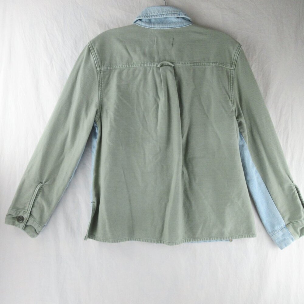 Frame Le Mixed Media Shirt Jacket Size S Cargo Denim Blue Green - Picture 7 of 11